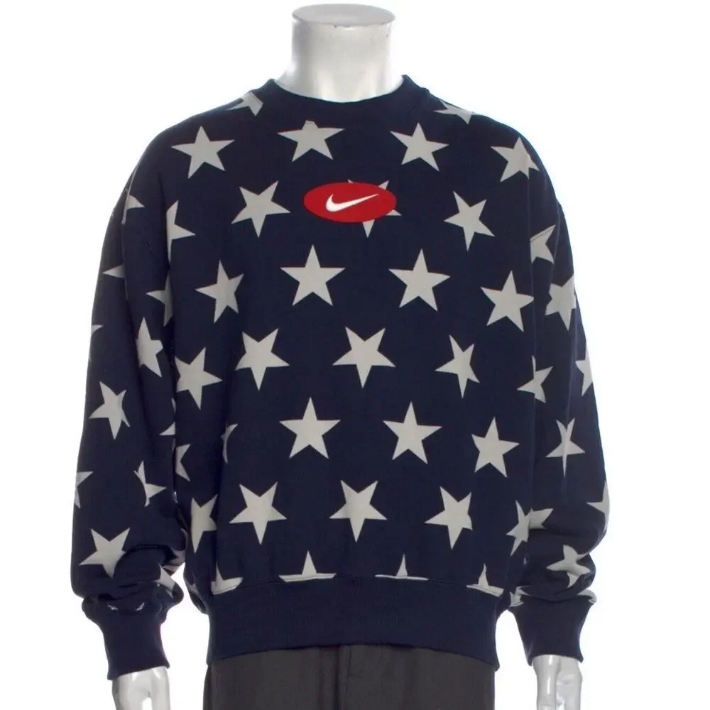 Nike Lab Collection Fleece Sweatshirt Men Sz Medium Blue USA Stars Crew Pullover - Picture 7 of 7